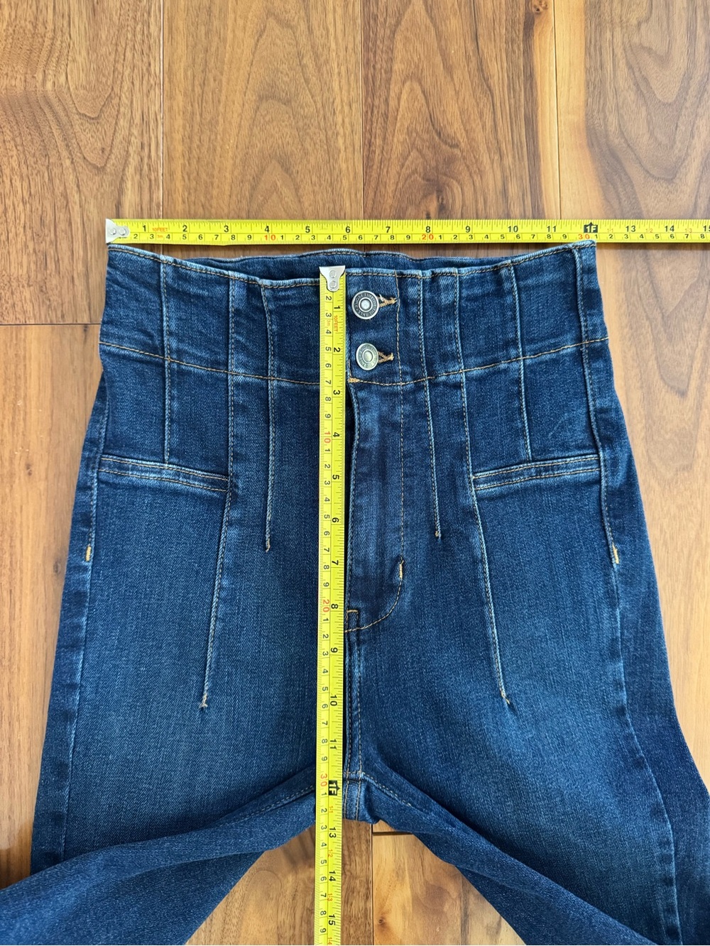 Free People Dark Blue High-Waist Flare Jeans - Picture 13 of 15